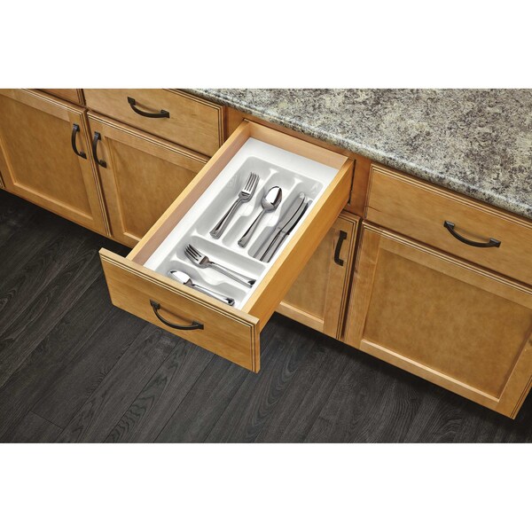 Rev-A-Shelf Drawer Insert, Polystyrene, White, 11.5 in W, 2.38 in H, 21.25 in D, 21.25 in L, White - CT-1W-52