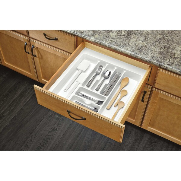 Rev-A-Shelf Drawer Insert, Polystyrene, White, 21.88 in W, 2.38 in H, 21.25 in D, 21.25 in L, White - CT-4W-52