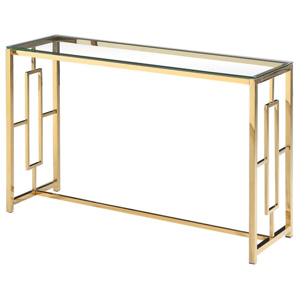 Kd Gabinetes Gold Stainless Steel Glass Sofa Table - KD2207308