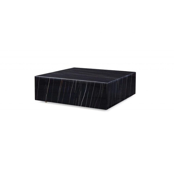 Homeroots 35 x 35 x 11 in. Square Marble Table, Black - 372181