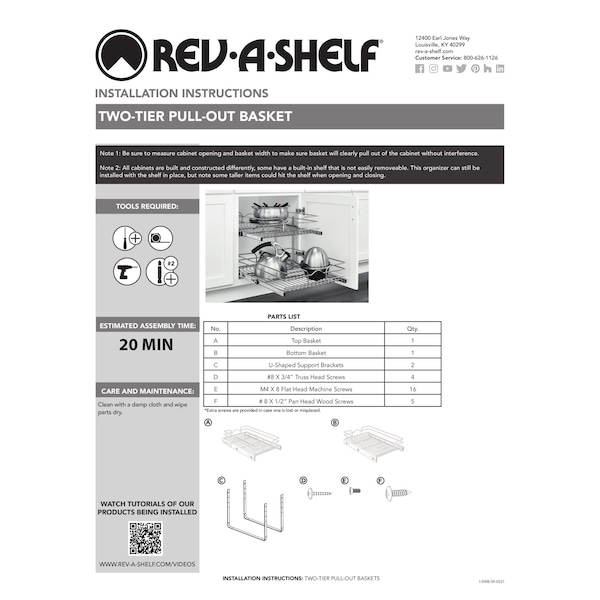Rev-A-Shelf Steel, Silver, 17.75 in W, 19 in H, 22 in D, 22 in L, Silver - 5WB2-1822CR-1