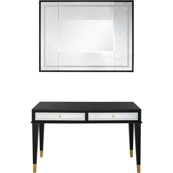 Camden Isle 15.7 x 47.2 x 29.5 in. Makalu Wall Mirror & Console Table Set, Black - 86633