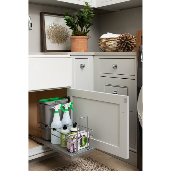 Rev-A-Shelf Steel, Silver, 8.94 in W, 14.25 in H, 18.63 in D, 18.63 in L, Silver - 5SBWCC-8S-1