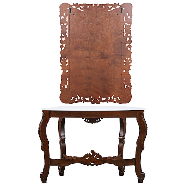 Design Toscano The Royal Baroque Marble-Topped Hardwood Console Table with Mirror - DY94119