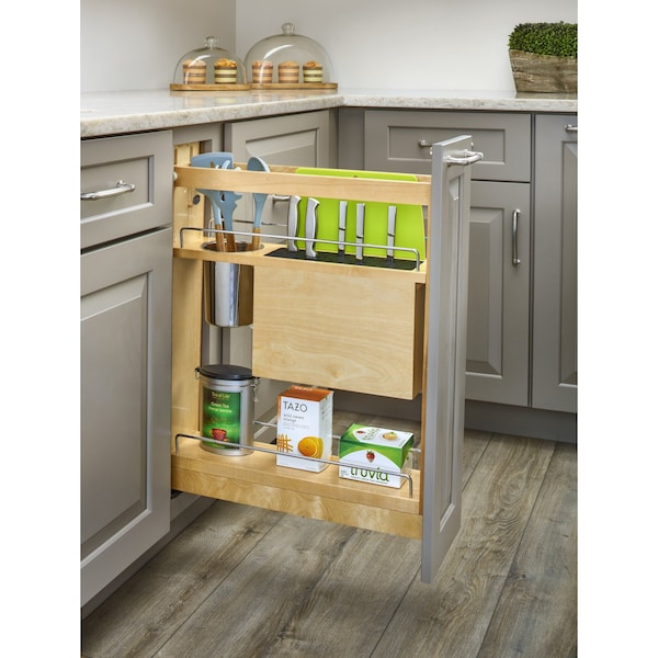 Rev-A-Shelf Maple Veneer, Light Brown, 6 in W, 25.5 in H, 21.63 in D, 21.63 in L, Light Brown - 448KB-BCSC-5C