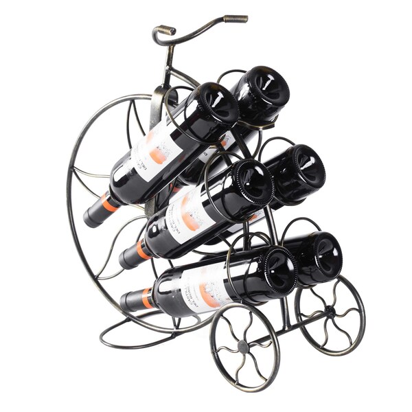 Vintiquewise Vintage Decorative Metal Bicycle 6 Bottle Countertop Tabletop Wine Holder - QI003561