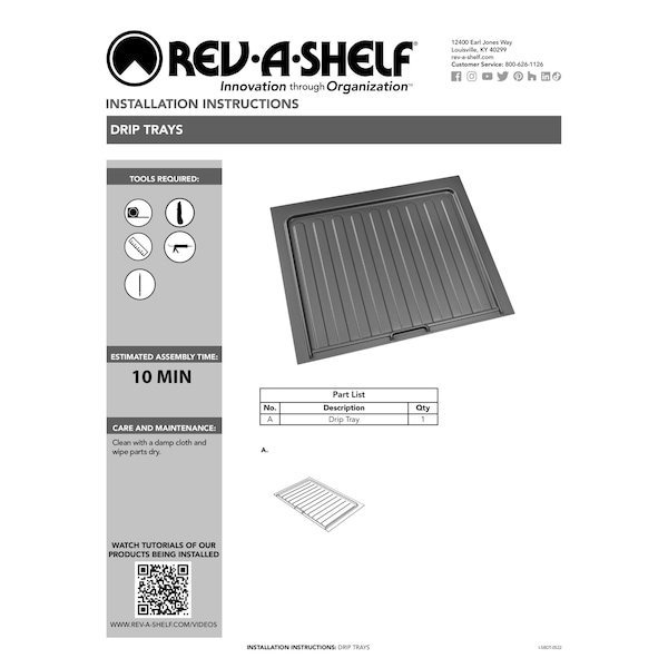 Rev-A-Shelf Polystyrene, Almond, 22.5 in W, 0.75 in H, 20.25 in D, 20.25 in L, Almond - SBVDT-2124-A-1