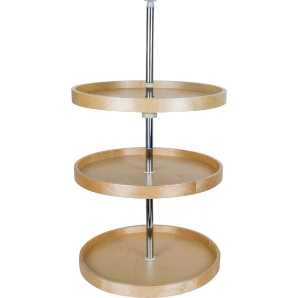Hardware Resources 20" Round Three-Shelf Banded Wood Lazy Susan Set - BLSR2320-SET