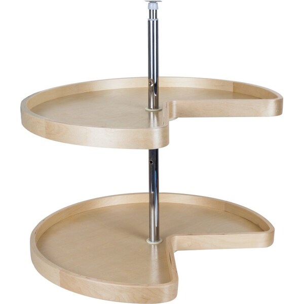 Hardware Resources 32" Kidney Two-Shelf Banded Wood Lazy Susan Set - BLSK232-SET