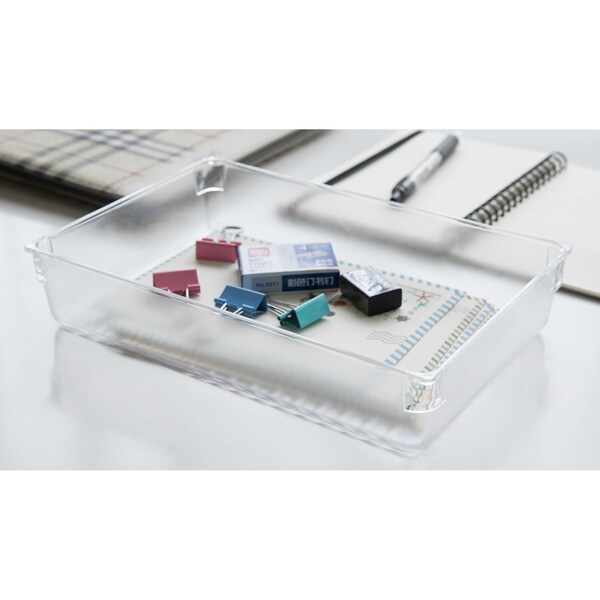 Basicwise Plastic, Clear, 9.75 W, 2 H, 6.5 D, 6.5 L - QI003394.L