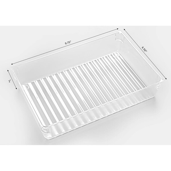 Basicwise Plastic, Clear, 9.75 W, 2 H, 6.5 D, 6.5 L - QI003394.L