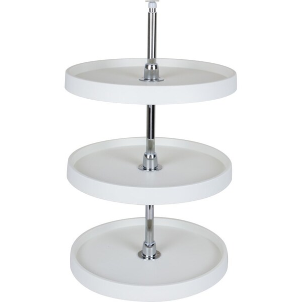 Hardware Resources 18" Round Three-Shelf Plastic Lazy Susan Set with Chrome Hubs - PLSMR318