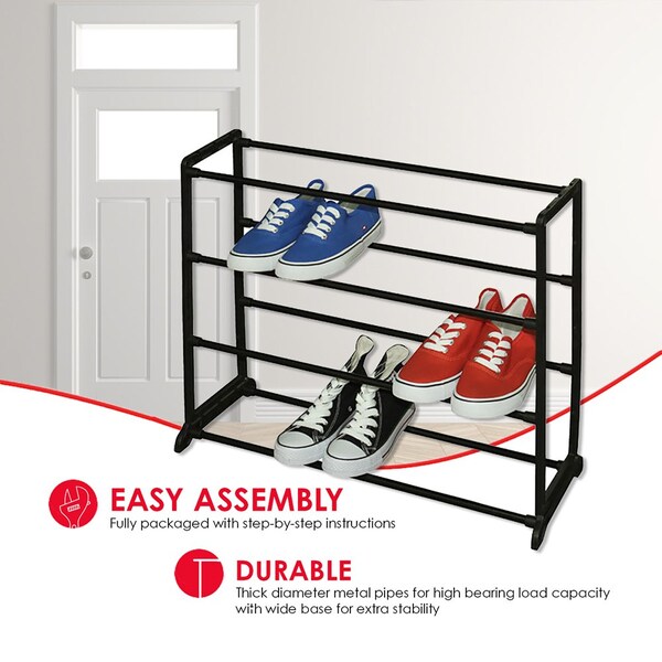 Home Basics Home Basics Easy Assemble Space-Saving 12 Pair Shoe Tower Multi-Purpose Storage Rack, Black - ZOR96255