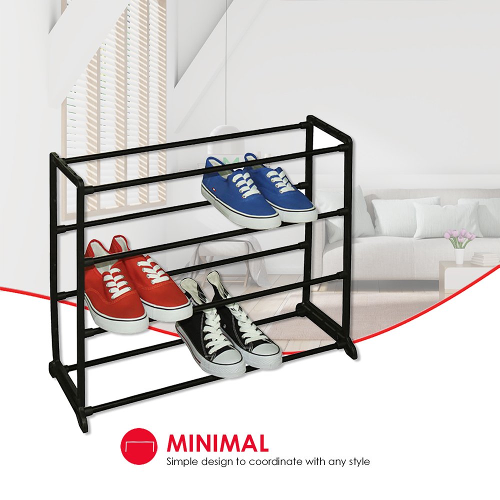Home Basics Home Basics Easy Assemble Space-Saving 12 Pair Shoe Tower Multi-Purpose Storage Rack, Black - ZOR96255