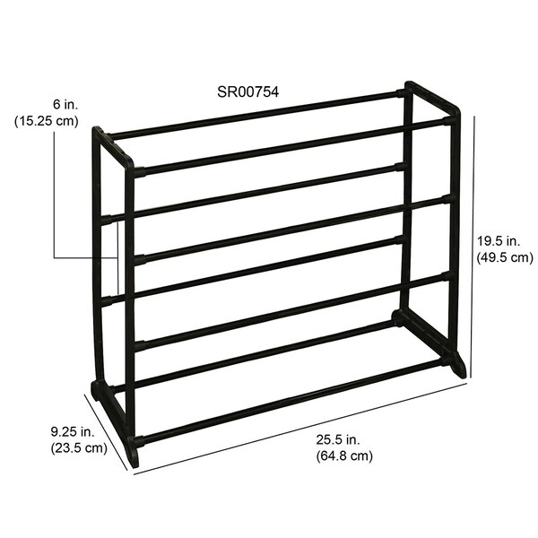 Home Basics Home Basics Easy Assemble Space-Saving 12 Pair Shoe Tower Multi-Purpose Storage Rack, Black - ZOR96255