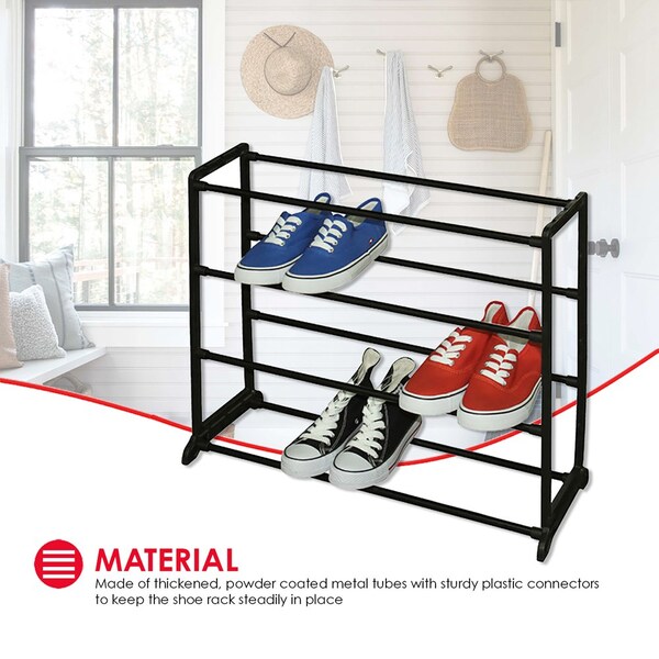 Home Basics Home Basics Easy Assemble Space-Saving 12 Pair Shoe Tower Multi-Purpose Storage Rack, Black - ZOR96255