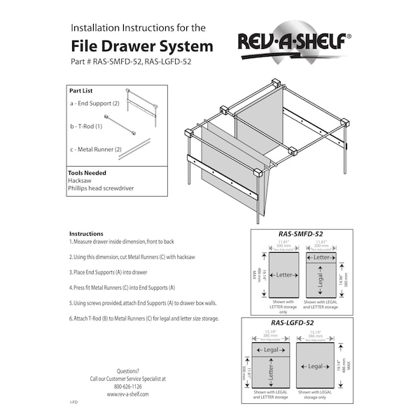 Rev-A-Shelf Steel, Silver, 15.88 in W, 9.75 in H, 19.25 in L, Silver - RAS-LGFD-52
