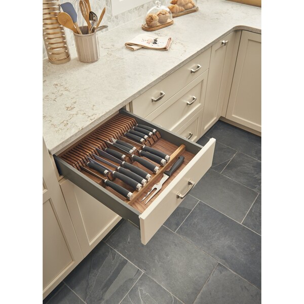 Rev-A-Shelf Drawer Insert, Walnut Veneer, Walnut, 18.5 in W, 2 in H, 22 in D, 22 in L, Dark Brown - 4WDKB-WN-1