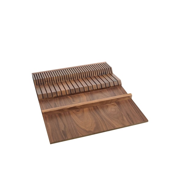 Rev-A-Shelf Drawer Insert, Walnut Veneer, Walnut, 18.5 in W, 2 in H, 22 in D, 22 in L, Dark Brown - 4WDKB-WN-1