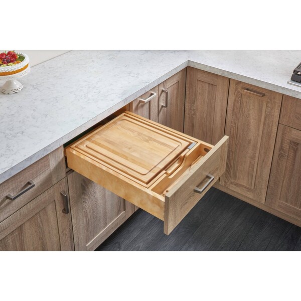 Rev-A-Shelf Drawer Replacement, Maple Veneer, Light Brown, 16.5 in W, 4.38 in H, 22.125 in D, 21.65 in L - 4KCB-419HFLSC-1