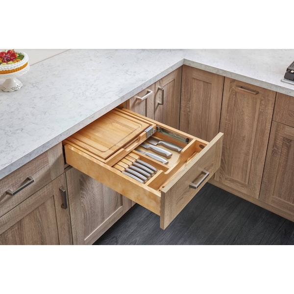 Rev-A-Shelf Drawer Replacement, Maple Veneer, Light Brown, 16.5 in W, 4.38 in H, 22.125 in D, 21.65 in L - 4KCB-419HFLSC-1