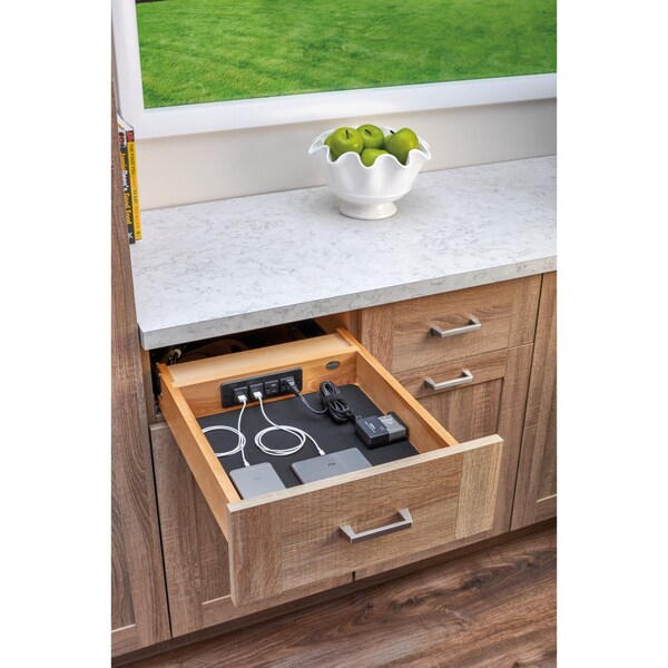 Rev-A-Shelf Drawer Replacement, Maple Veneer, Light Brown, 16.5 in W, 4.32 in H, 22.75 in D, 22.45 in L - 4WCDB-18HFLSC-1