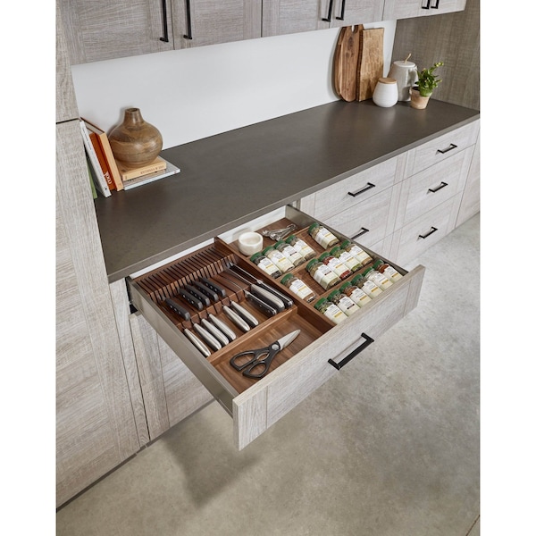 Rev-A-Shelf Drawer Insert, Walnut Veneer, Dark Brown, 22 in W, 1.55 in H, 19.75 in D, 19.75 in L, Walnut - 4SDI-WN-24-1