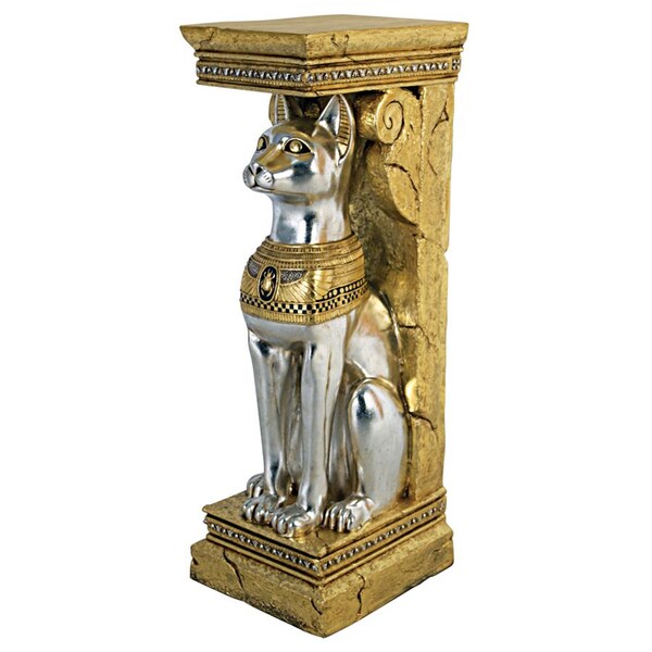 Design Toscano Egyptian Cat Goddess Bastet Pedestal Statue - NE75327
