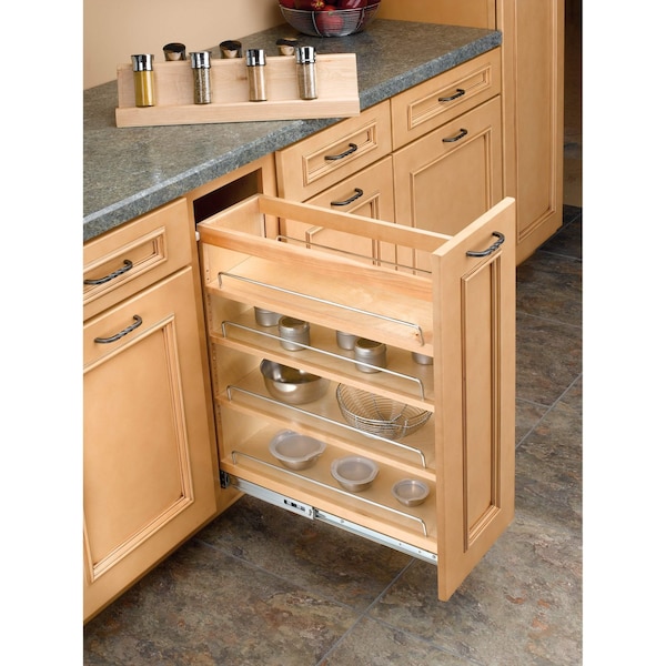 Rev-A-Shelf Maple Veneer, Light Brown, 7 in W, 4.88 in H, 21 in D, 21 in L, Light Brown - 448-SR8-1
