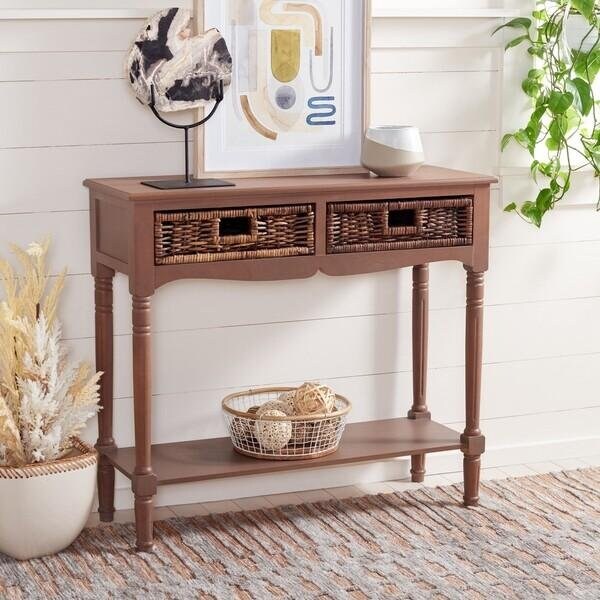 Safavieh 31.9 x 35.8 x 13 in. Corbin 2 Drawer Console, Washed Nat Pine - AMH5716B