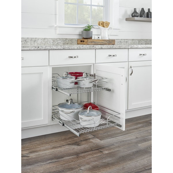Rev-A-Shelf Steel, Silver, 20.75 in W, 19 in H, 22 in D, 22 in L, Silver - 5WB2-2122CR-1