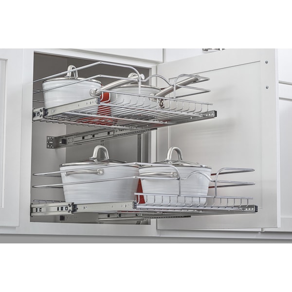 Rev-A-Shelf Steel, Silver, 20.75 in W, 19 in H, 22 in D, 22 in L, Silver - 5WB2-2122CR-1