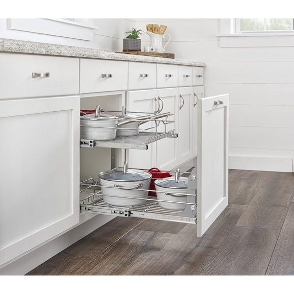 Rev-A-Shelf Steel, Silver, 20.75 in W, 19 in H, 22 in D, 22 in L, Silver - 5WB2-2122CR-1