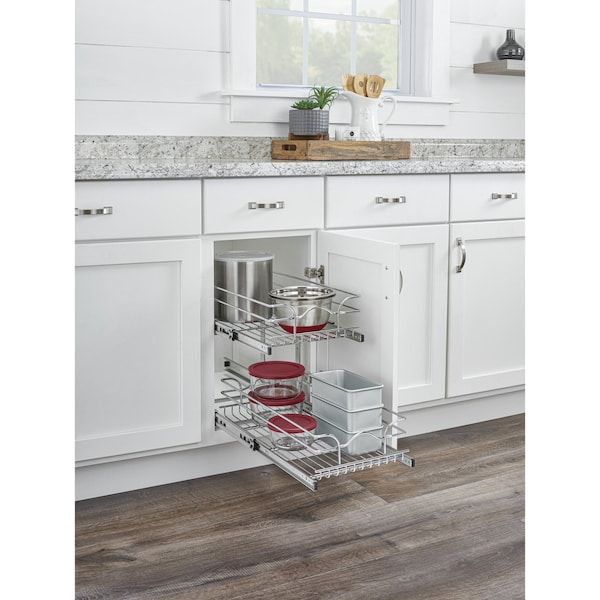 Rev-A-Shelf Steel, Silver, 14.75 in W, 19 in H, 22 in D, 22 in L, Silver - 5WB2-1522CR-1
