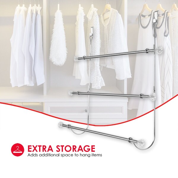 Home Basics Metal, Chrome, 5 in W, 21 in H, 21.4 in L - ZOR96212