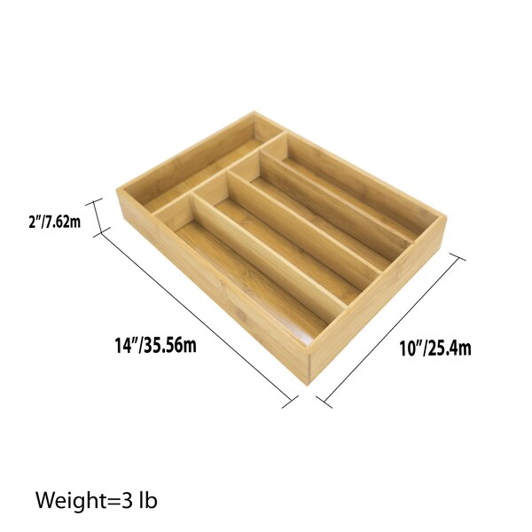 Home Basics Bamboo, Natural, 2 in W, 14 in H, 10 in L - ZOR96073