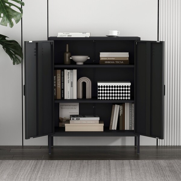 Manhattan Comfort Naomi 31.5in Accent Cabinet in Black - AF006-BK