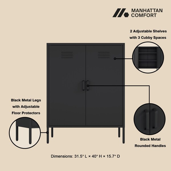 Manhattan Comfort Naomi 31.5in Accent Cabinet in Black - AF006-BK