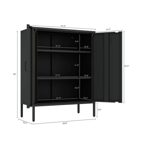 Manhattan Comfort Naomi 31.5in Accent Cabinet in Black - AF006-BK