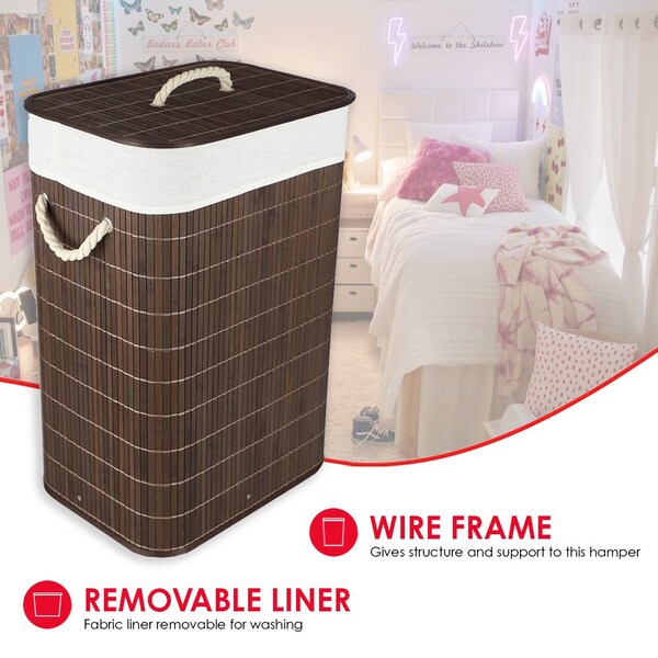 Home Basics Bamboo/Medium-density fibreboard (MDF)/Metal, Polyester/Cotton/10% Viscose, Brown, 12 in W, 23 in H - ZOR96237