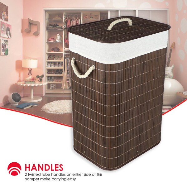 Home Basics Bamboo/Medium-density fibreboard (MDF)/Metal, Polyester/Cotton/10% Viscose, Brown, 12 in W, 23 in H - ZOR96237