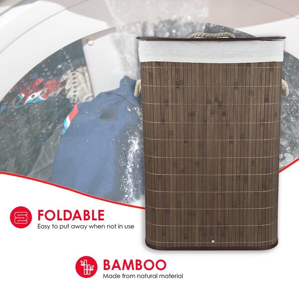 Home Basics Bamboo/Medium-density fibreboard (MDF)/Metal, Polyester/Cotton/10% Viscose, Brown, 12 in W, 23 in H - ZOR96237
