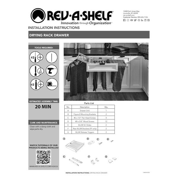 Rev-A-Shelf Maple Hardwood, Light Brown, 21 in W, 4.42 in H, 22 in L, Light Brown - 4WDR-24HSC-1
