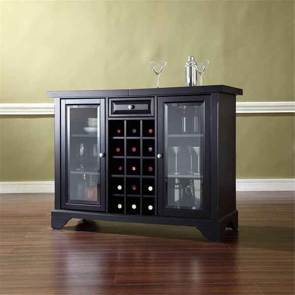 Modern Marketing Crosley Furniture LaFayette Sliding Top Bar Cabinet in Black Finish - KF40002BBK