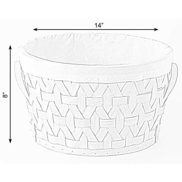 Vintiquewise Wooden Round Display Basket Bins, Lined with White Fabric, Food Gift Basket, Medium - QI003501.M