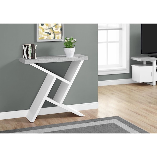 Gfancy Fixtures 36 in. White & Cement-Look Hall Console Accent Table - GF3708500