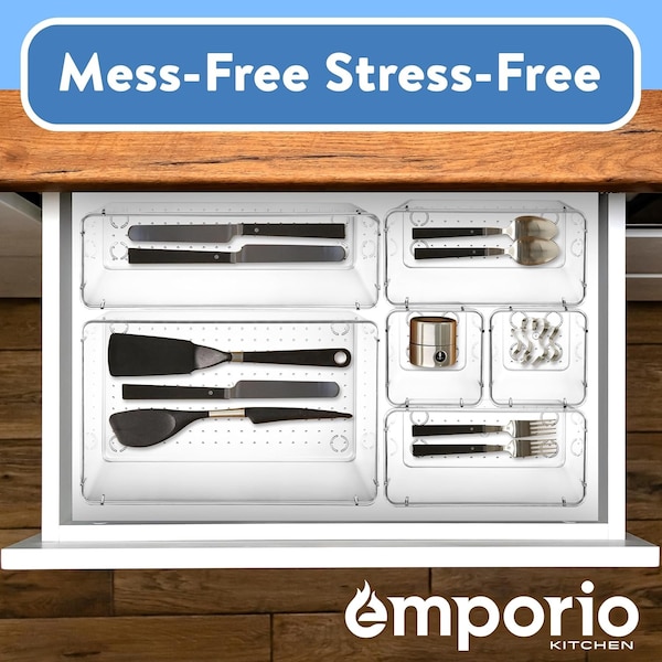 Emporio Kitchen Drawer Organizer Set, Includes 3-Pc 9x6 bins, 6-Pc 9x3 bins, 8-Pc 6x3 Bins, 8-Pc 3x3 Bins,  - EMPORGN25
