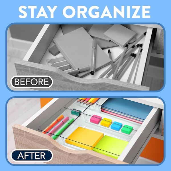 Emporio Kitchen Drawer Organizer Set, Includes 3-Pc 9x6 bins, 6-Pc 9x3 bins, 8-Pc 6x3 Bins, 8-Pc 3x3 Bins,  - EMPORGN25