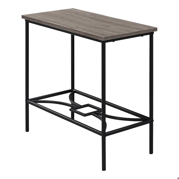 Homeroots 22 in. Dark Taupe & Black Metal Accent Table - 332703