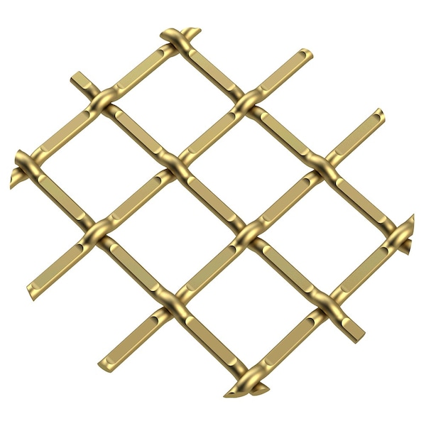 Designs Of Distinction .5" Round Single Diamond Decorative Grille - Satin Brass, 36" W x 24" L Sheet - 0136241214FSB1